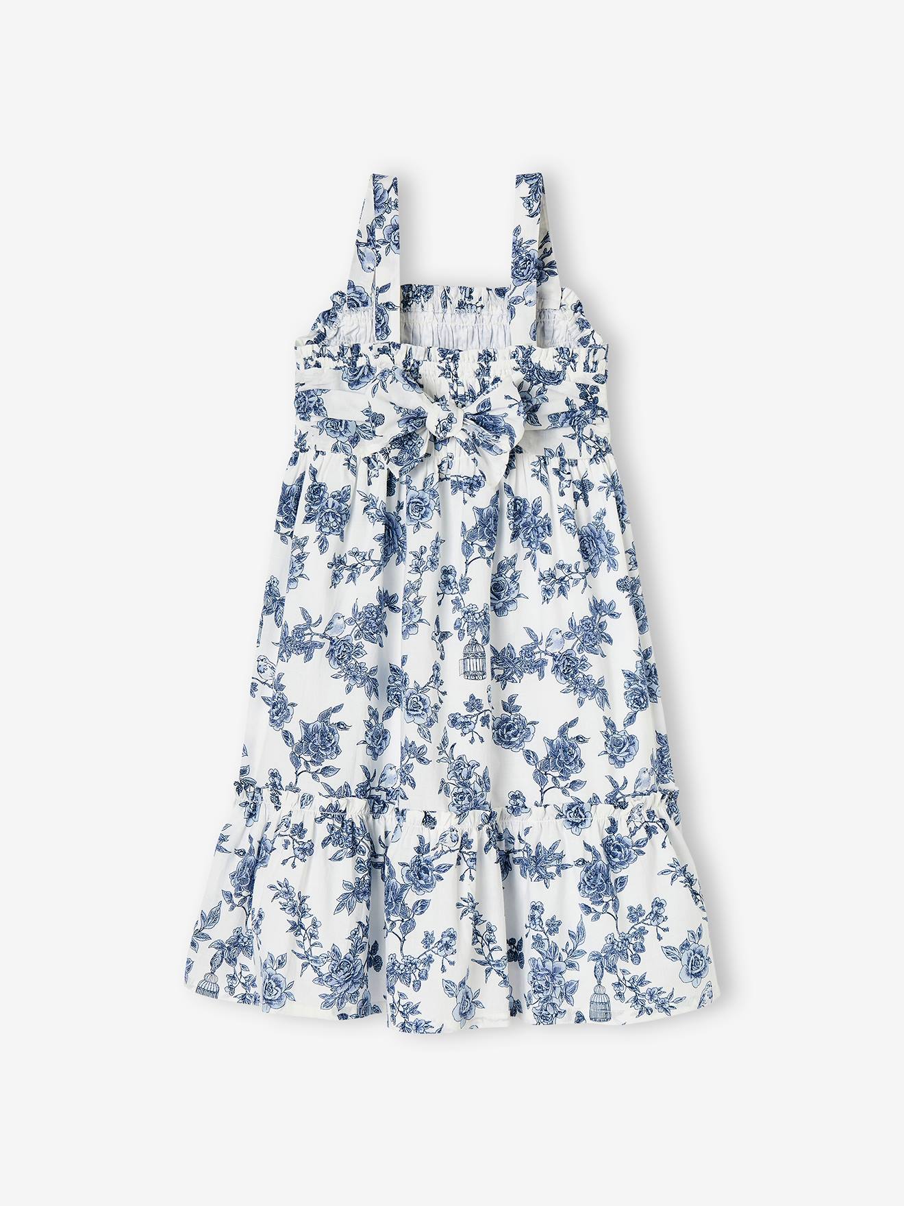 Vestido longo de festa com alças para meninas, cor off-white
