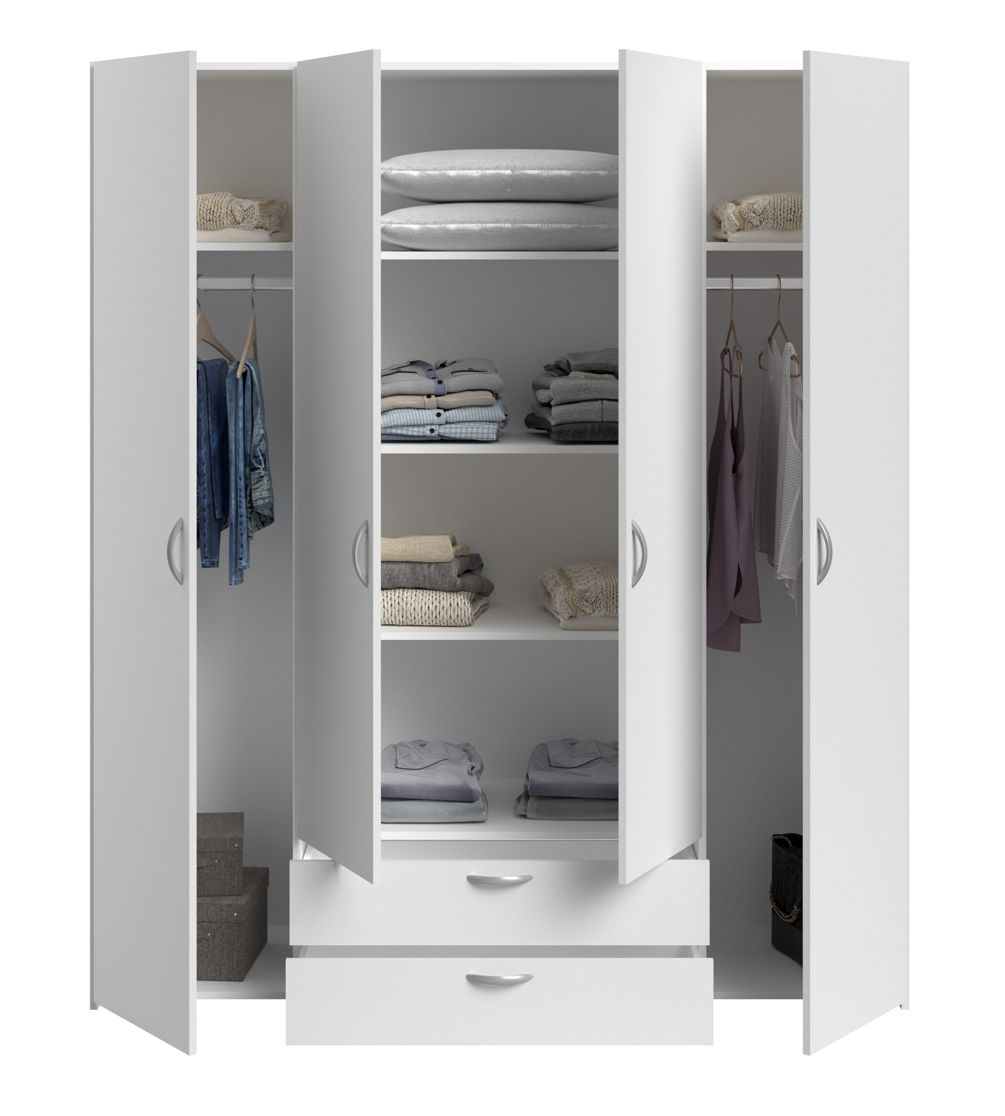Parisot Kleiderschrank 4-türig Daily 1 Weiß