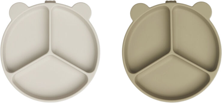 Liewood Stacy divider suction plate 2-pack Sandy / oat mix