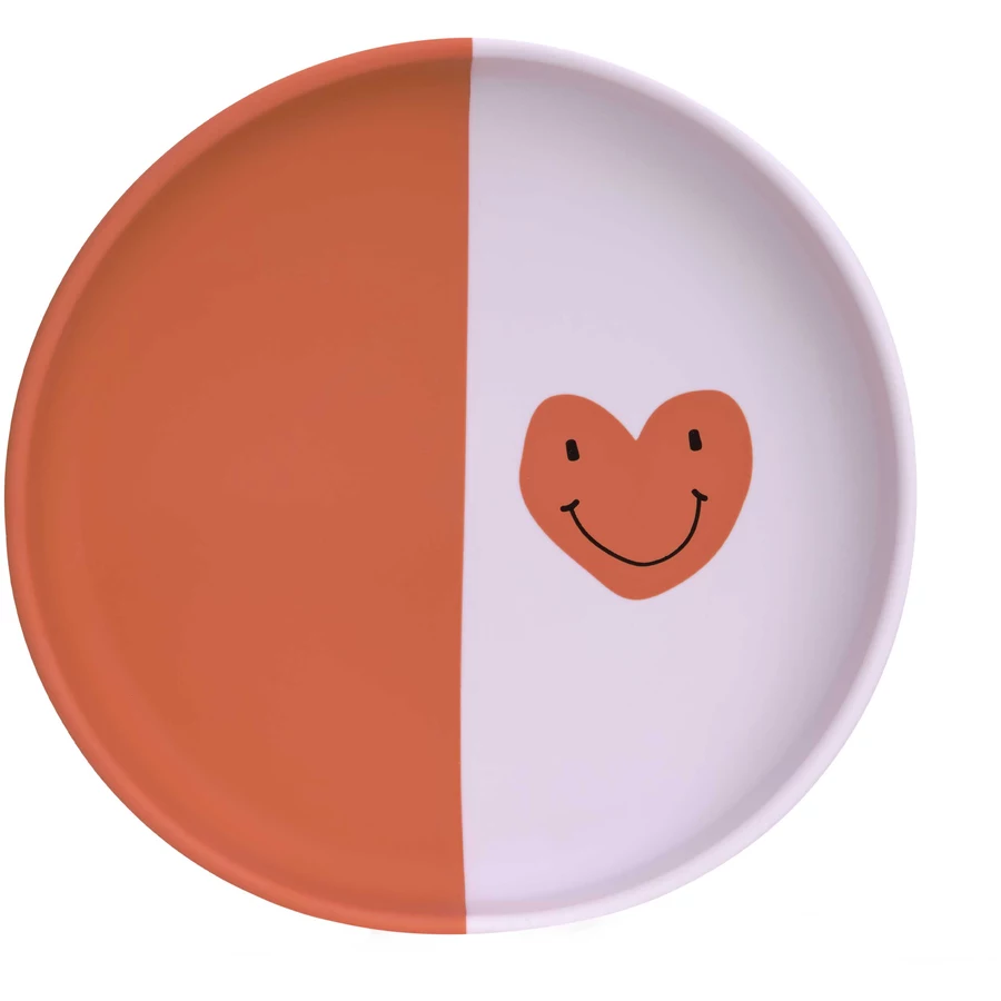 LÄSSIG Teller aus Silikon, Happy Rascals Heart lavender