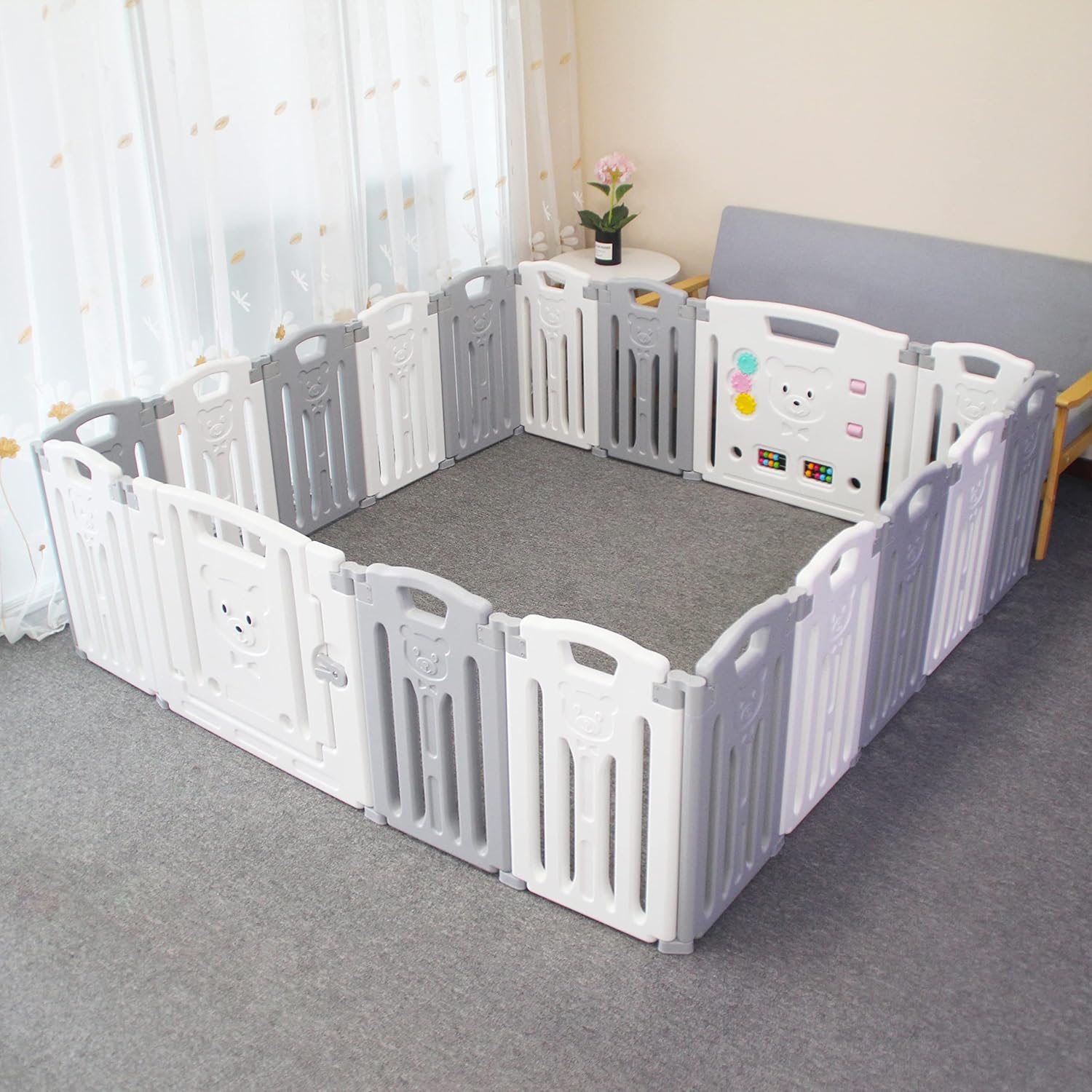 Gupamiga Parc Bebe Modulable 150 x 180 cm, Parc Enfant, Parc de Jeux Bébé, Blanc