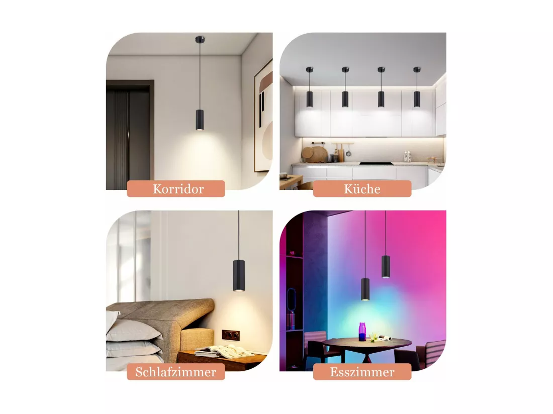 NETTLIFE Suspension métal noir diamètre 170 cm GU10 1 flamme salon moderne industriel pour salle à manger intérieur cuisine chambre