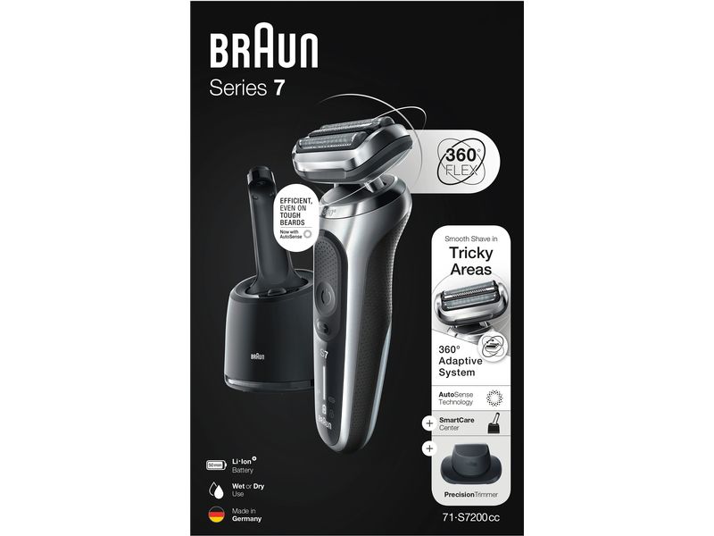 Braun Herrenrasierer Series 7 71-S7200cc mit Reinigungsstat Rasierapparat für die Nass- und Trockenrasur