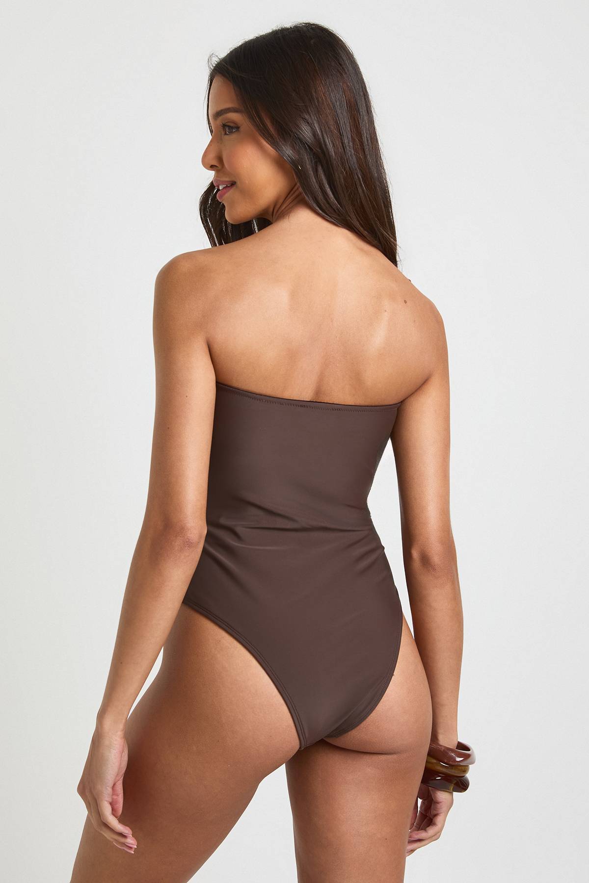 boohoo Maillot De Bain Bandeau Avec Détail Bordure Dorée
