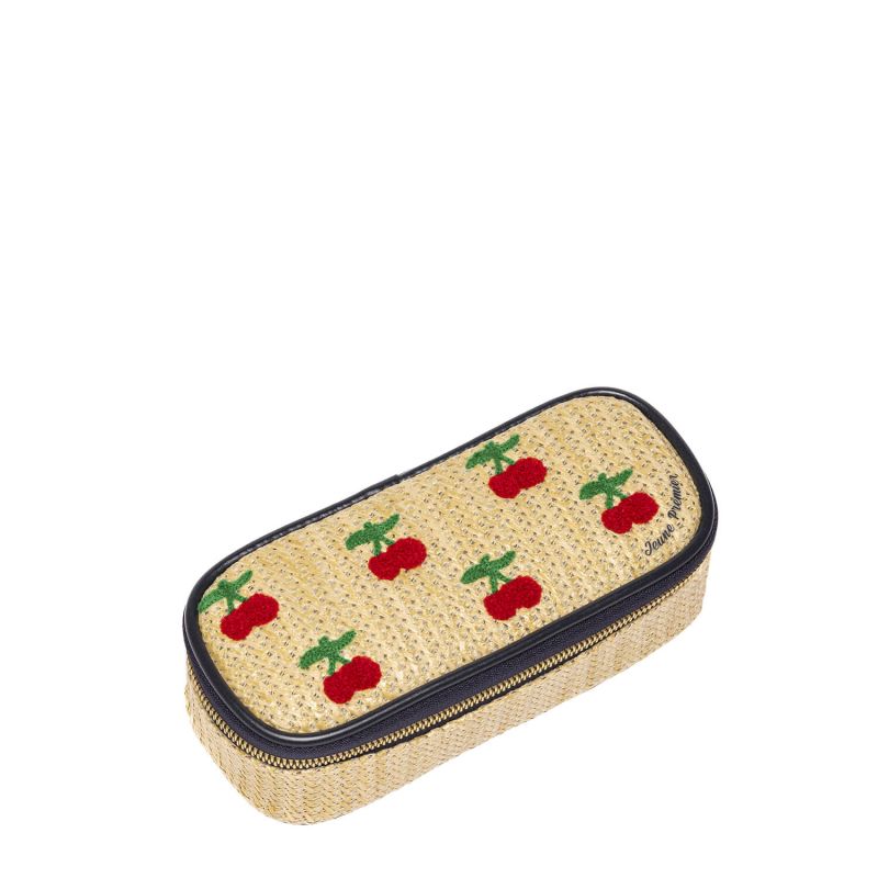 Trousse Pencil Box 20 cm Raffia Cherry