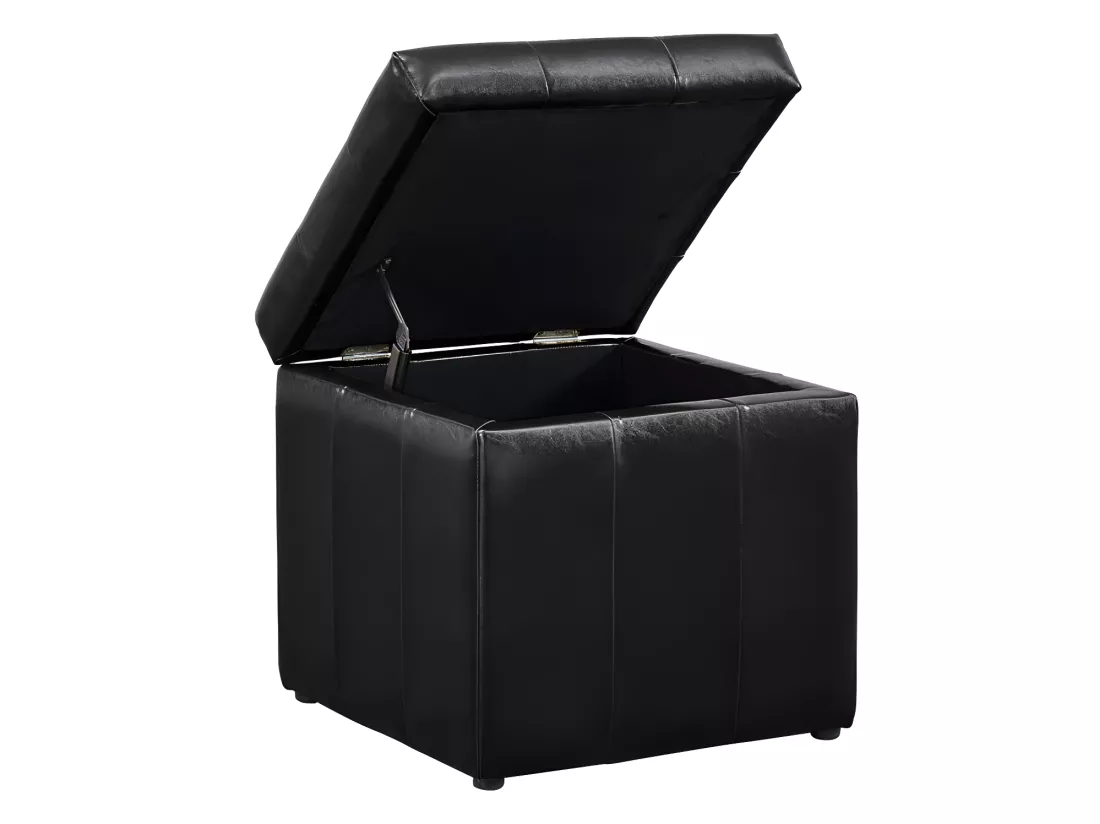 Pouf coffre de rangement SERAFINO en simili - Noir