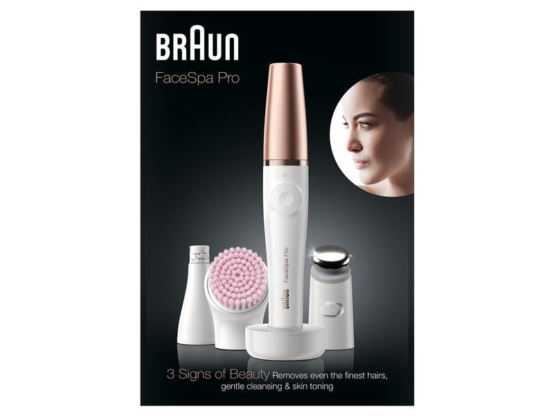 Braun Gesichtsepilierer FaceSpa Pro 912, Bronze/Weiss All-in-One-Beauty Epiliergerät für Gesicht