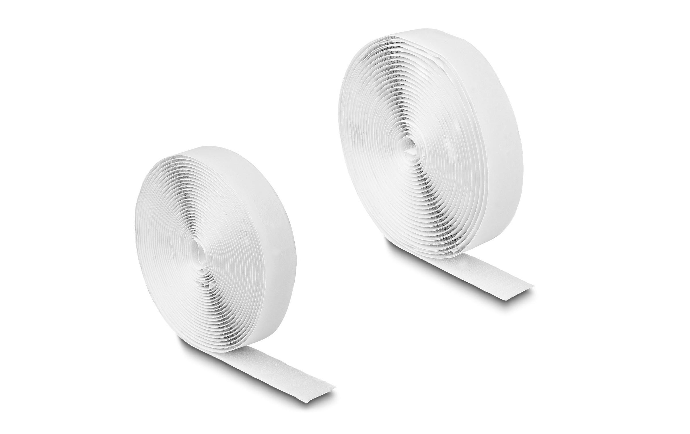 Klettband 10 m x 20 mm mit Haft- und Flauschband, WeissDelock Klettband selbstklebend mit Haft- und Flauschband L 10 m x B 20 mm weiss