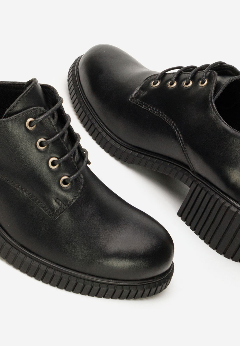 Chaussures casual femme en cuir noirs Roanne
