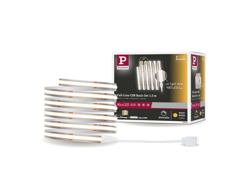 Paulmann LED-Stripe MaxLED 500 Basis Set COB, 2700 K, 1.5 m LED Streifen Full-Line COB Basisset