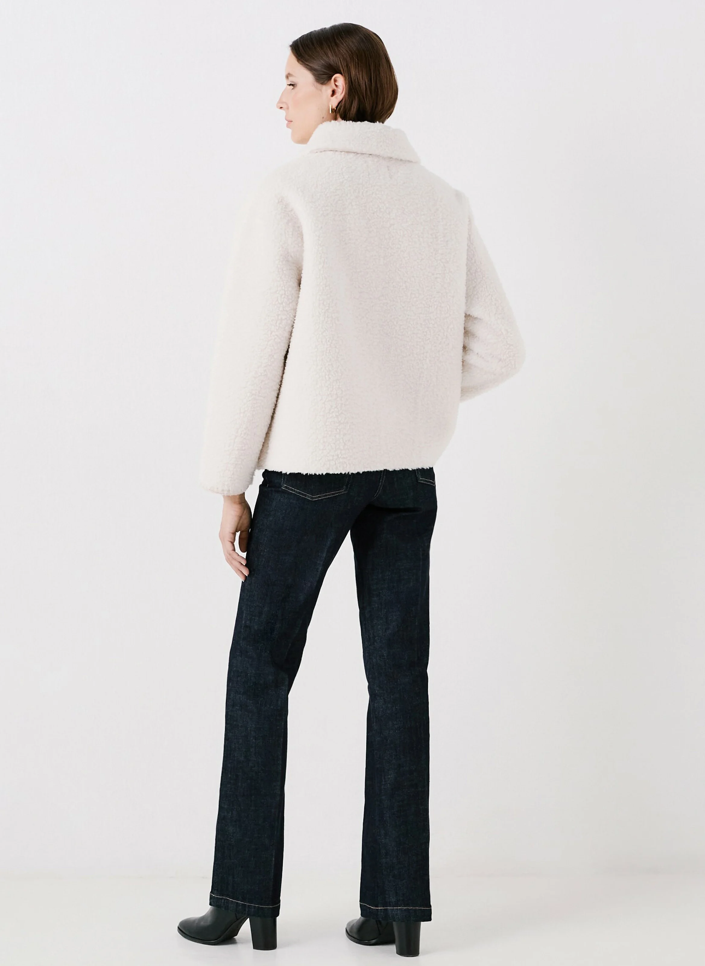 GIGOGNE - Manteau col chemise duveteux | Beige