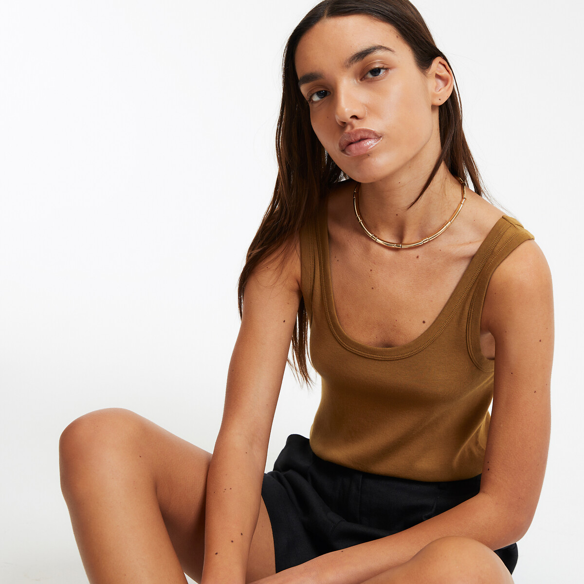 COLEÇÕES LA REDOUTE<br>Regata com gola redonda