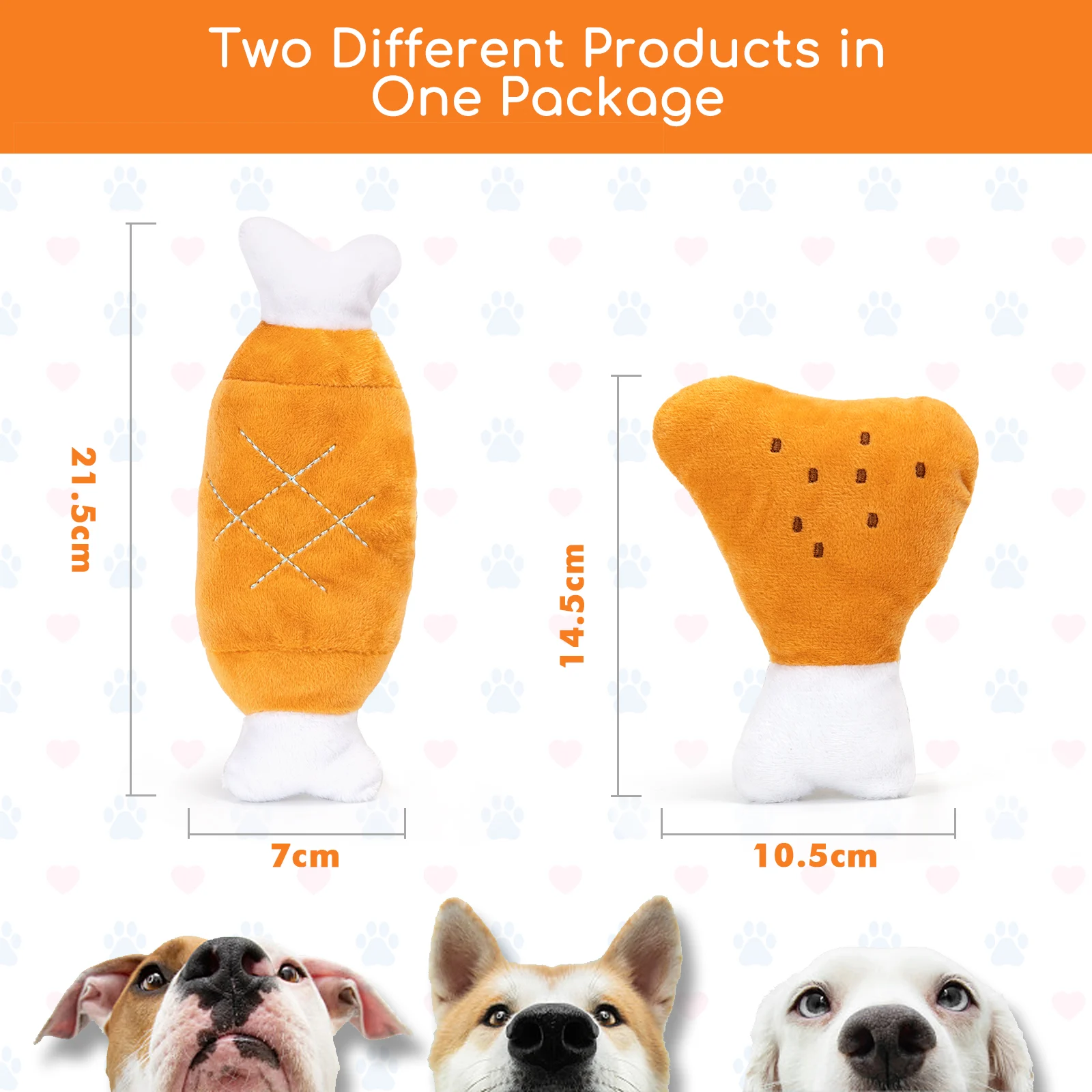 Brinquedos interativos para cães Nobleza com isolamento acústico, pacote com 2 brinquedos de pelúcia em formato de osso, presentes para filhotes de pequeno e grande porte.