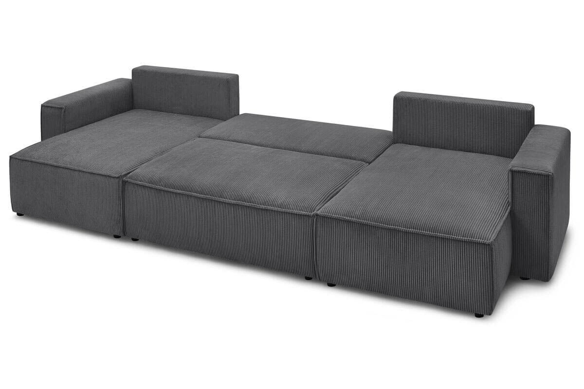 Bobochic Canapé d'angle panoramique nihad gris foncé - 386x153x95 cm