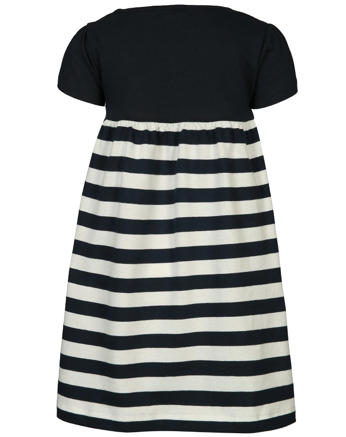 Kurzarm-Kleid SWEETHEART mit Schleife gestreift in dunkelblau/weiß