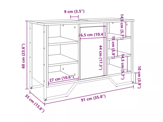 Armoire lavabo de salle de bain chêne sonoma 91x35x60 cm