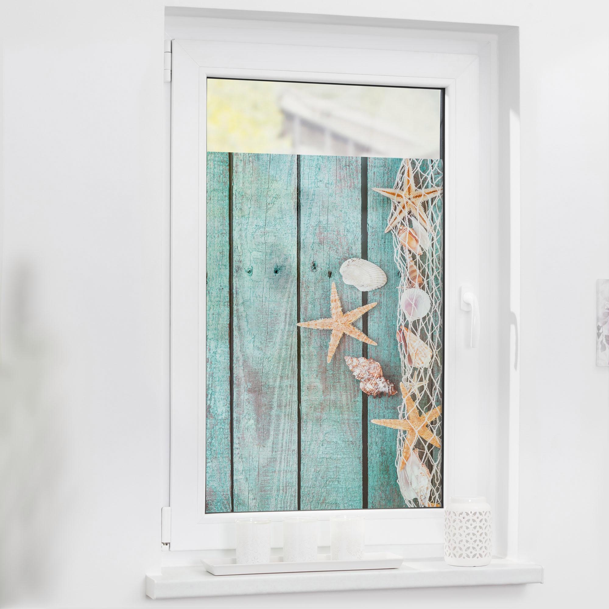 LICHTBLICK ORIGINAL Fensterfolie »Bretter Beach« 1 Stk. blickdicht strukturiert Klebepunkte selbstklebend, Sichtschutz
