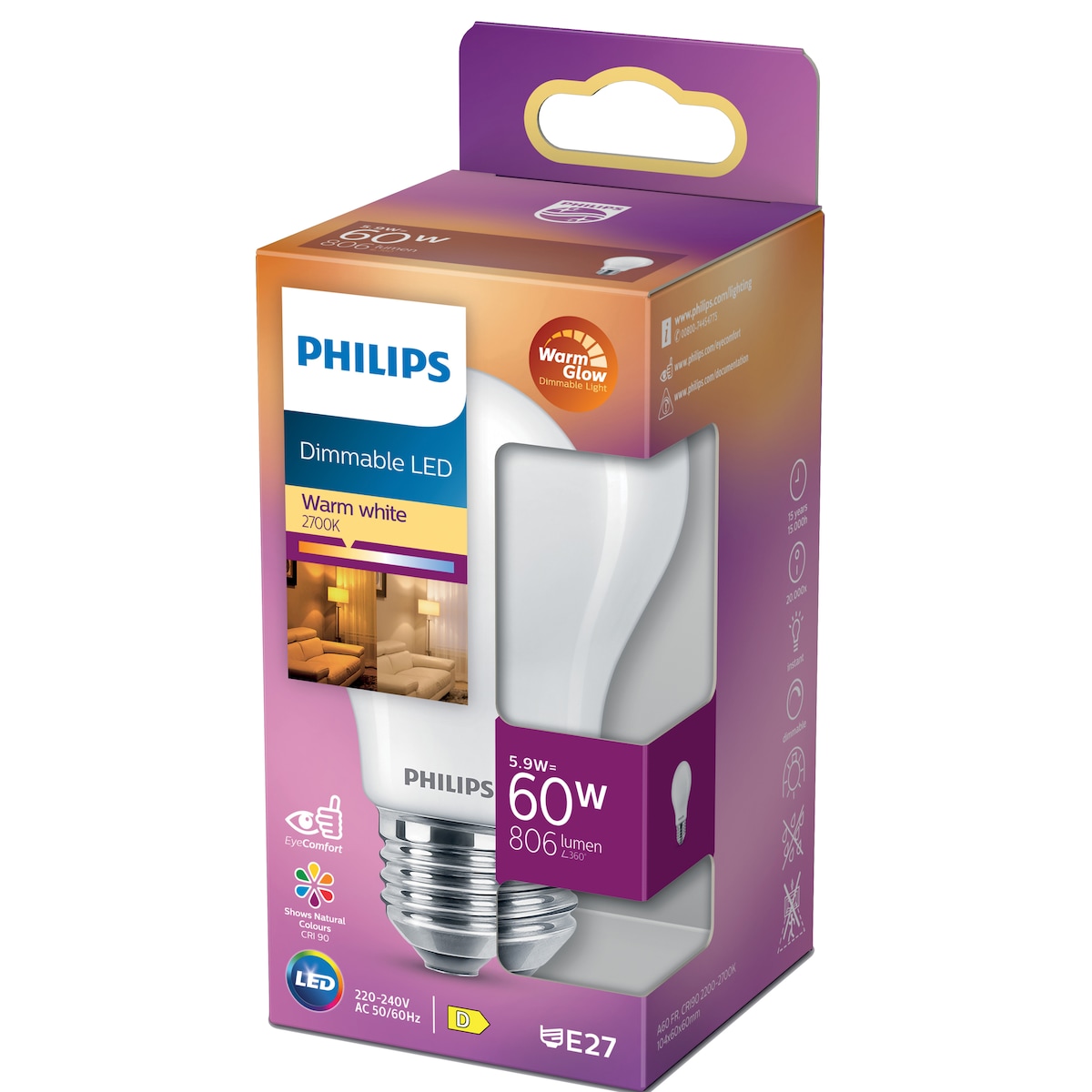 Philips Classic LED lyspære 6W E27