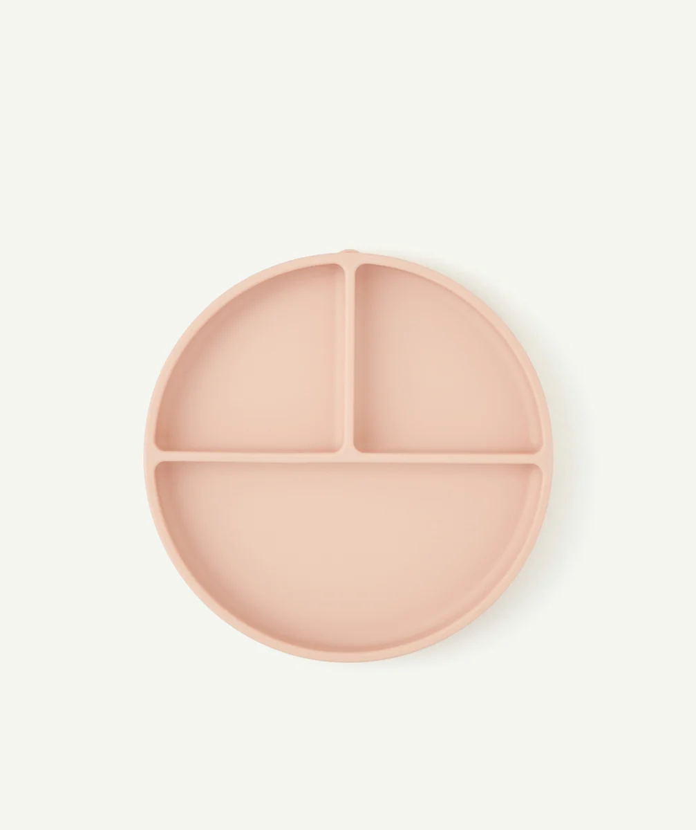 MUSHIEASSIETTE ROSE 3 COMPARTIMENTS EN SILICONE POUR BÉBÉ