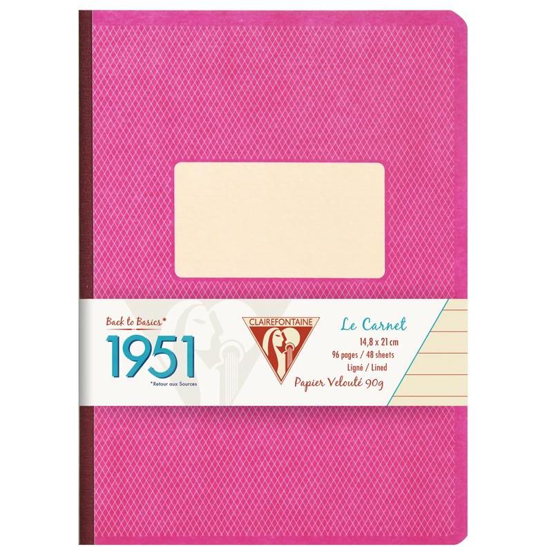 Carnet brochure dos toilé collection 1951 A5 192 pages ligné - Framboise