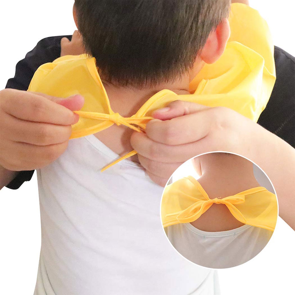 (3er Set) Kinder Lätzchen mit langen Ärmeln (One Size) - Blau / Grün / Gelb