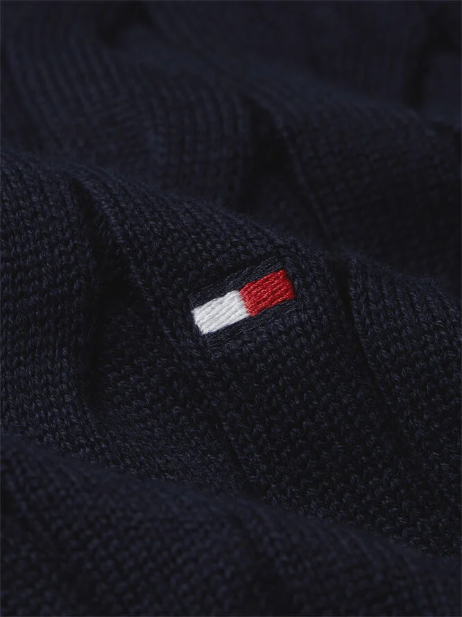 Tommy Hilfiger CLASSIC COTTON CABLE BTTN MOCK Desert sky