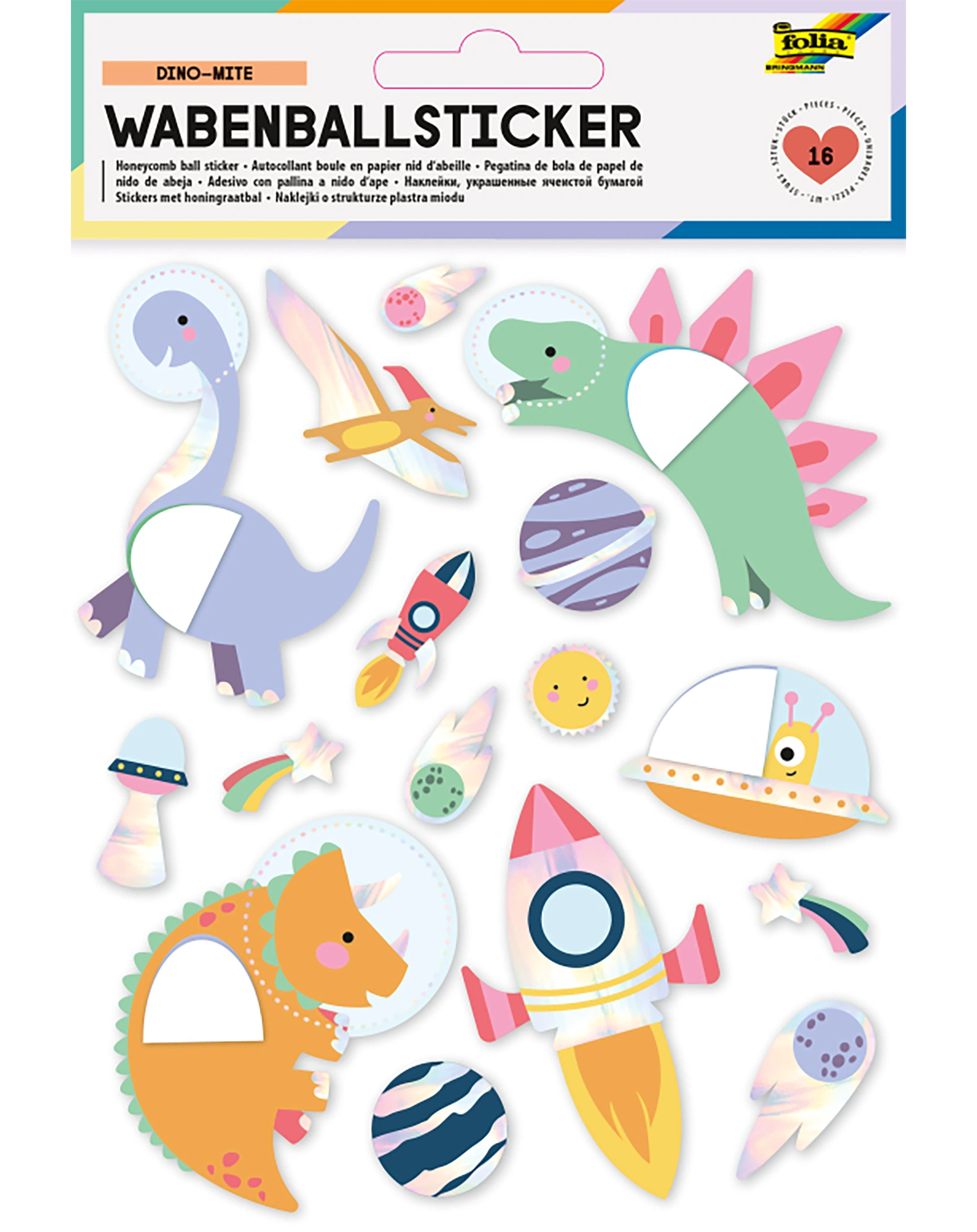 Wabenball-Sticker DINO-MITE 15-teilig