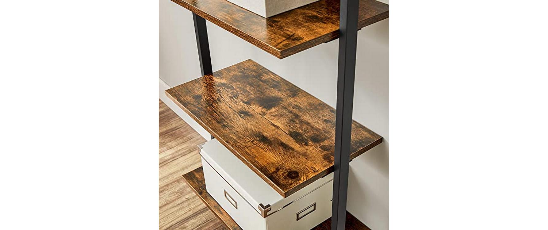 Wandregal mit 6 Ebenen 60 x 30 x 204.8 cm, Braun/SchwarzBücherregal