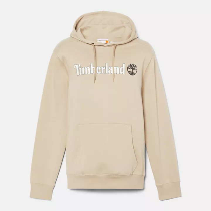 Sweat à capuche et logo linéaire pour homme en beige
