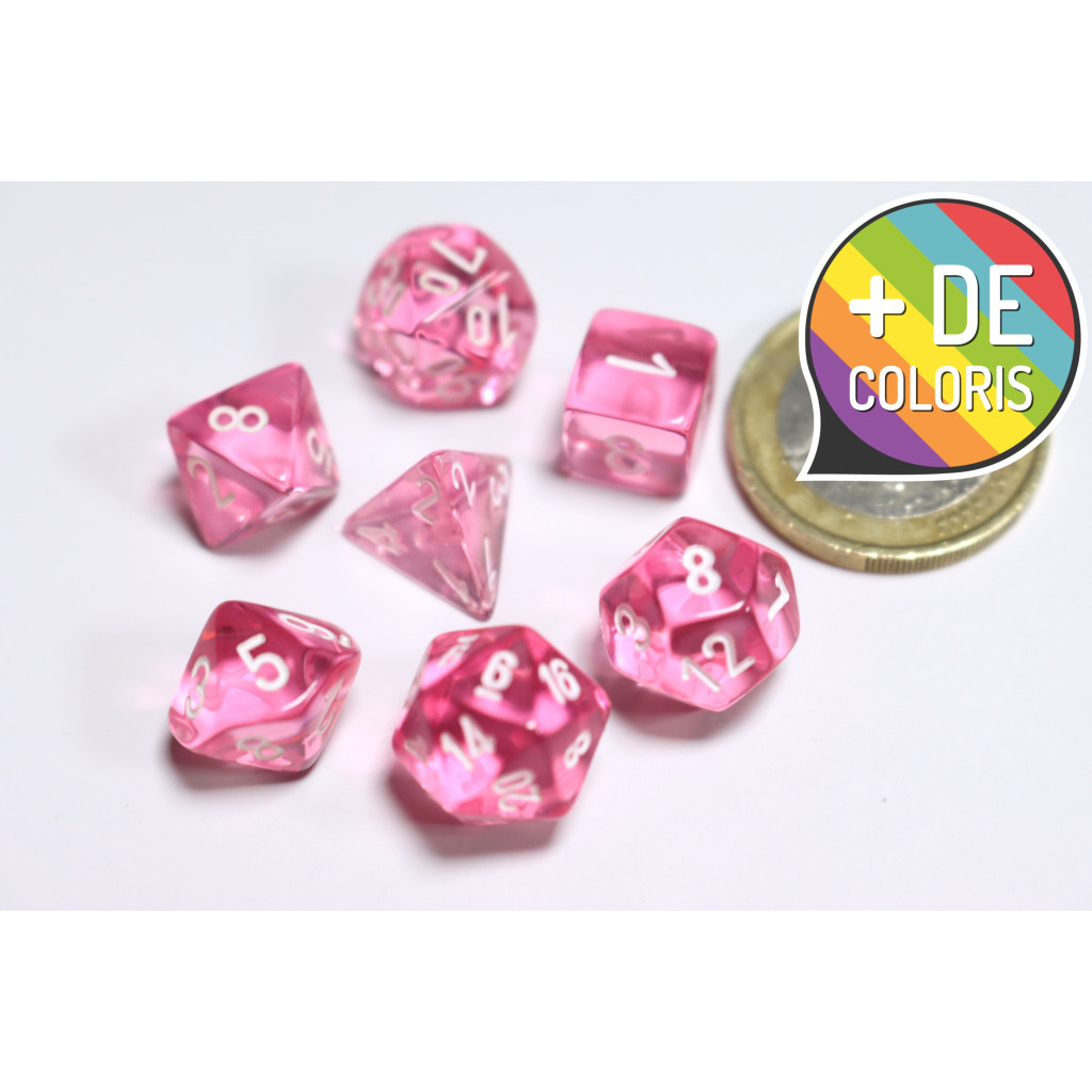 Set de 7 Mini Dés JDR Chessex : Translucent