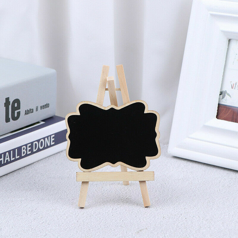 (5er Set) Deko Hochzeits Tischtafel Holz Namenstafel im Staffelei Look - Braun / Schwarz