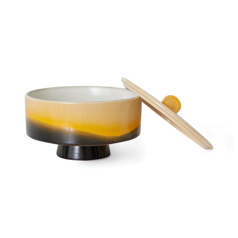 HKliving 70's Ceramic Bonbon voorraadpot op voet mauve