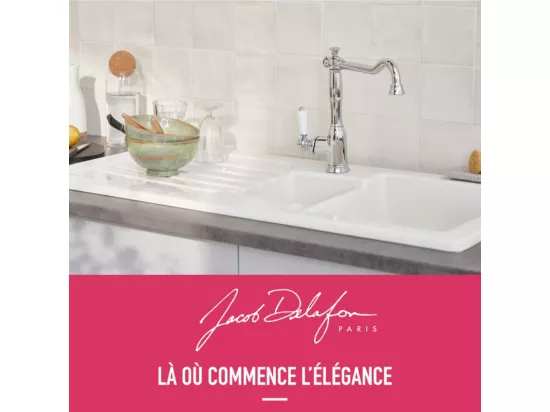 Evier à encastrer 1 bac et demi JACOB DELAFON Gaspard + robinet de cuisine Louise
