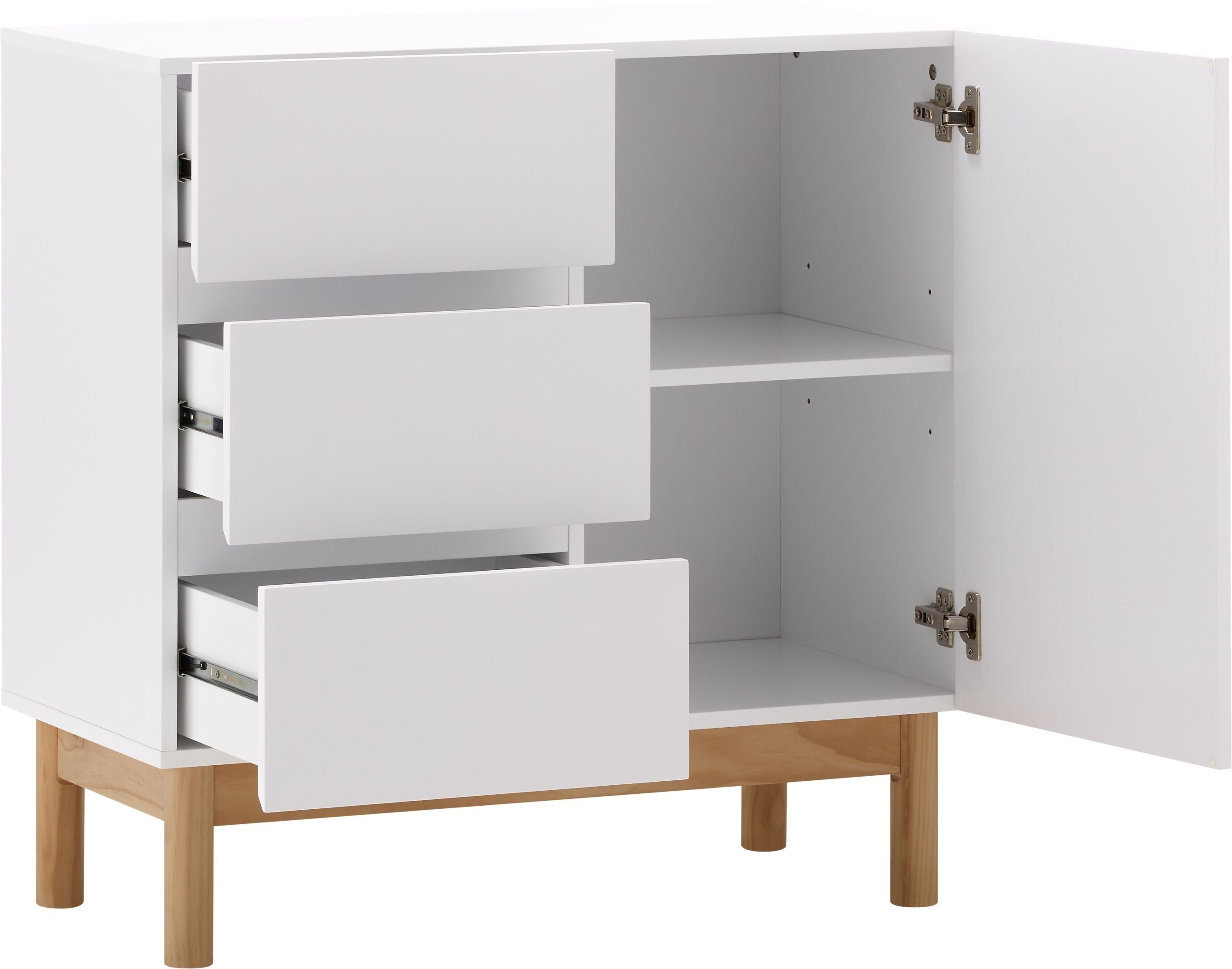 MARLIN Kommode - Weiss / B: 80.0 cm x T: 41.5 cm x H: 80.0 cm