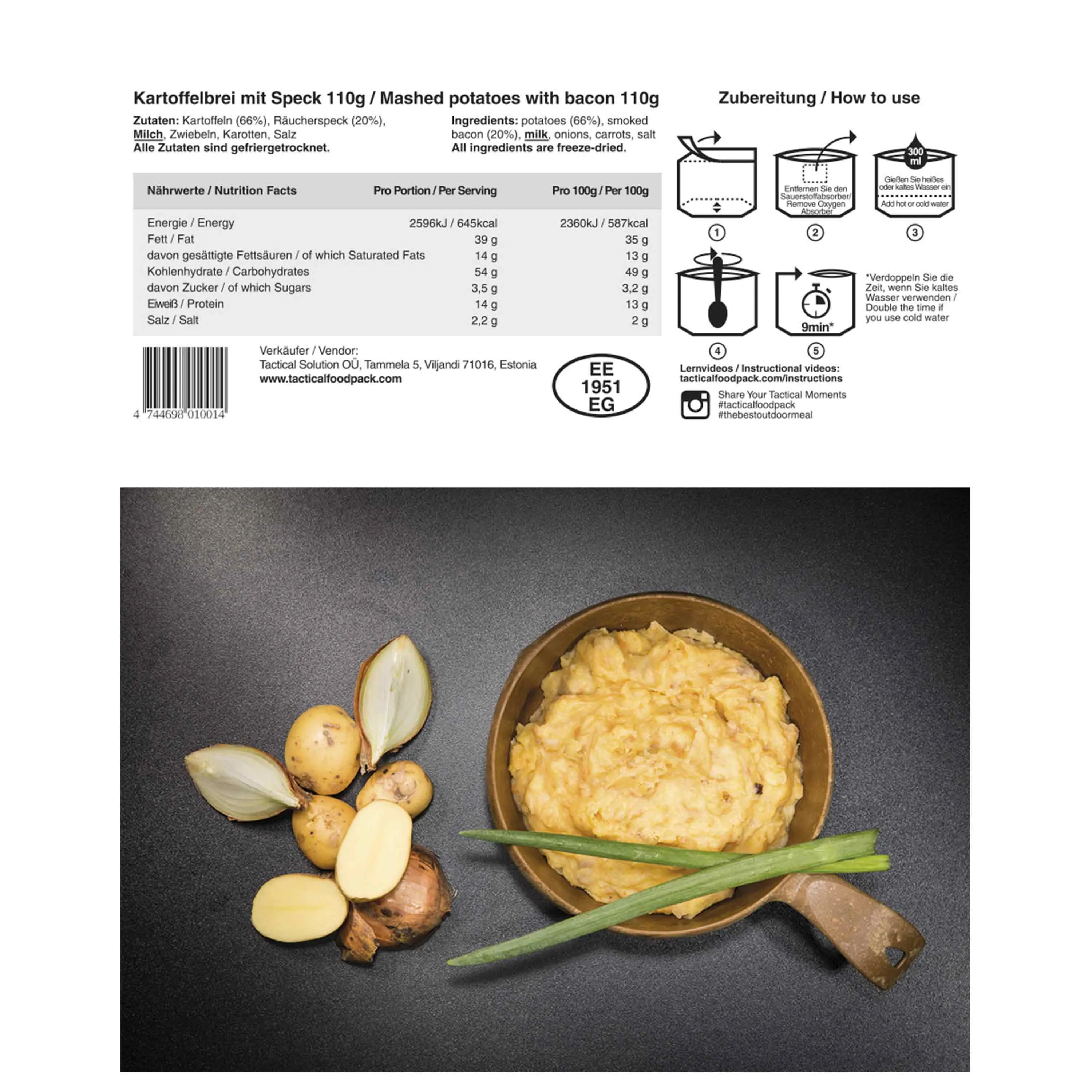 Tactical Foodpack -  Kartoffelbrei mit Speck