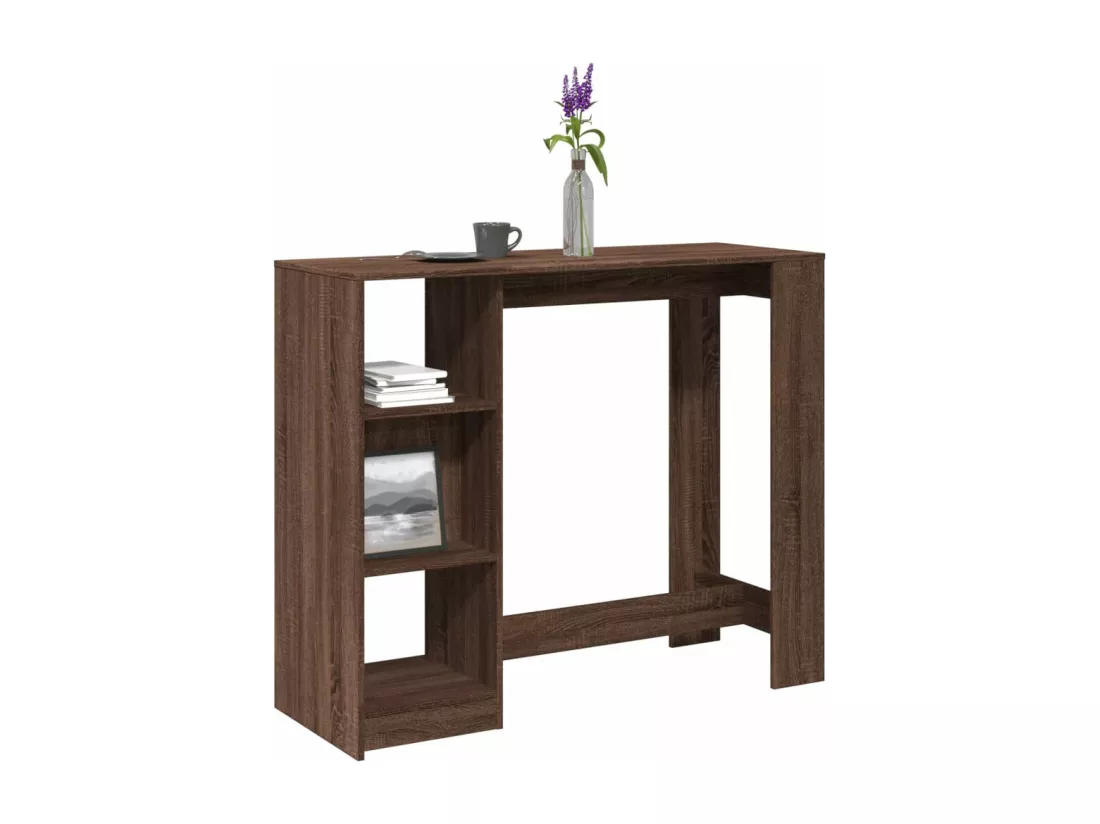 Table de bar avec étagère chêne marron bois d'ingénierie