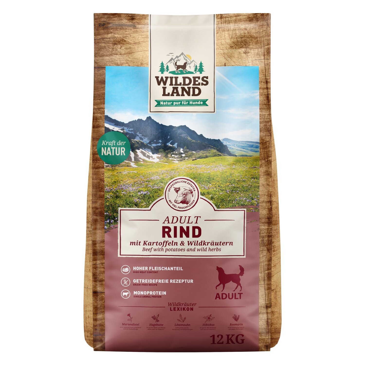 WILDES LAND Trockenfutter Classic Adult  - 1 kg - Rind