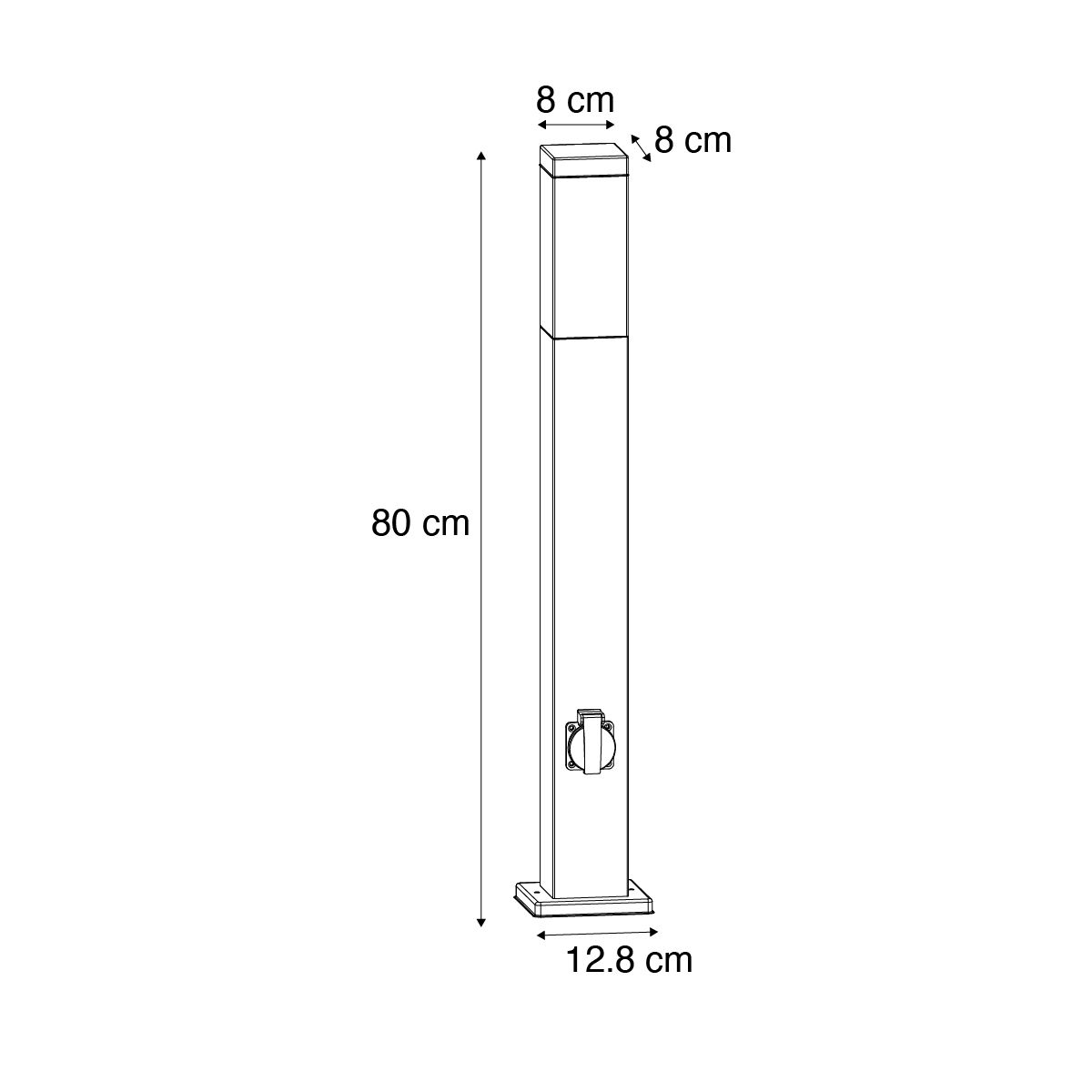 Buitenlamp donkergrijs 80 cm met stopcontact IP44 - Malios