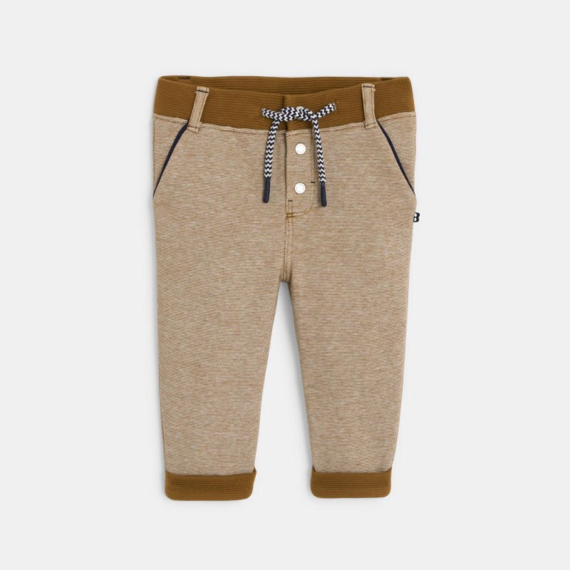 Pantalon molleton maille fantaisie marron bébé garçon Marron
