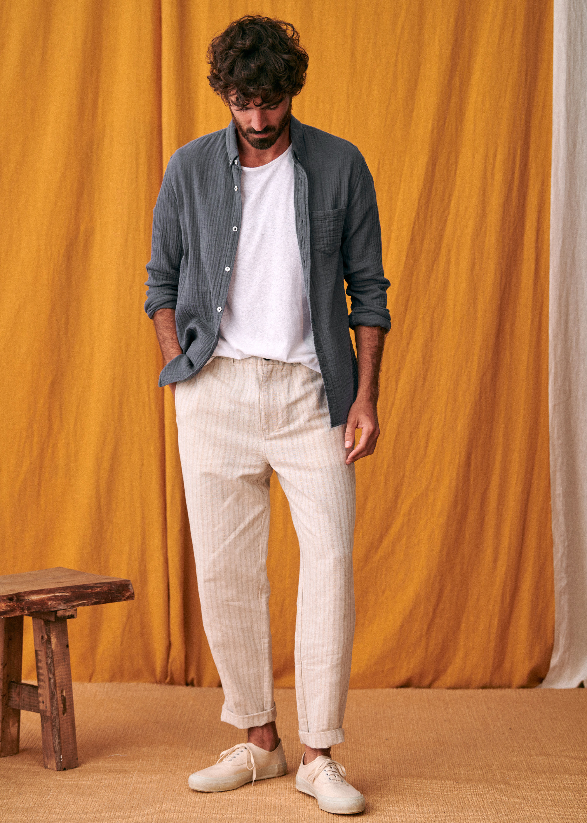 Pantalon Shane - Beige rayé - E-SHOP/BAS Pantalons 5905608