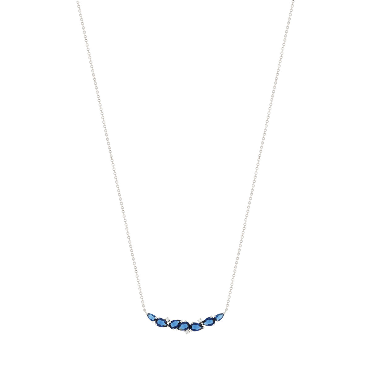 Collier argent 925 zirconias blancs et bleus 45 cm