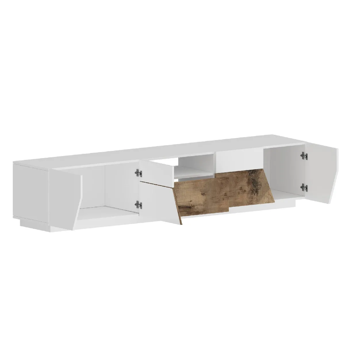 Alter Meuble TV 4 portes - Blanc/Érable