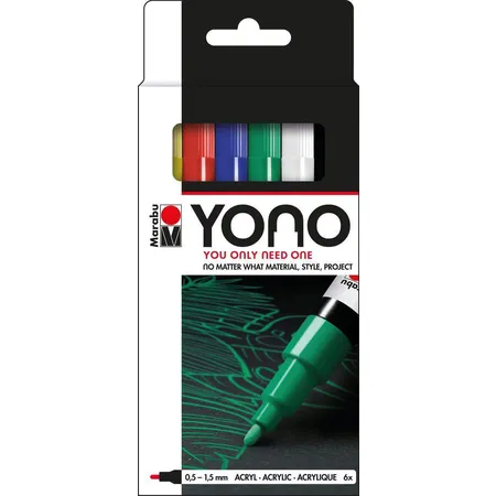 Marabu YONO Marker Set, 6 x 0,5-1,5 mm