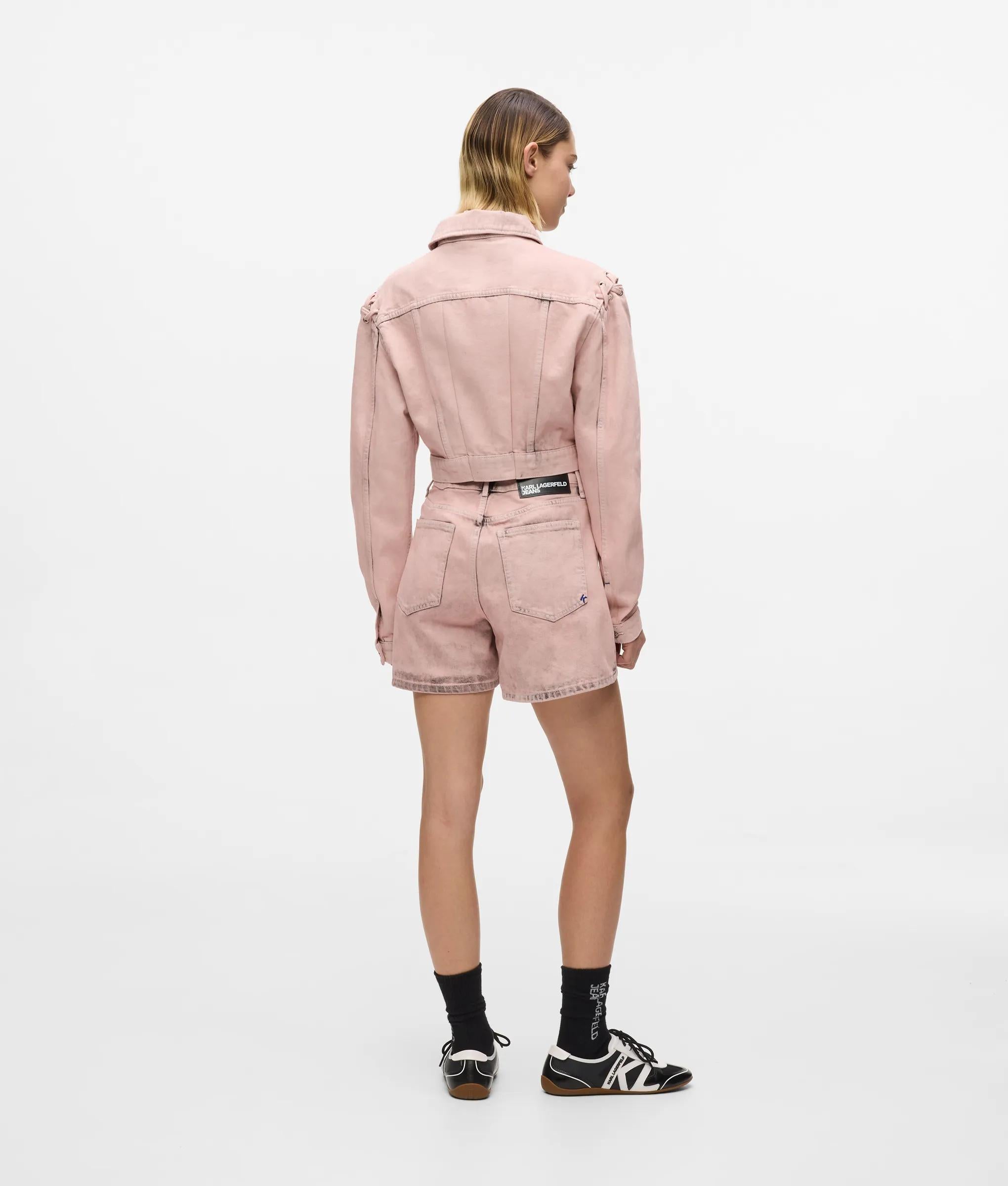 Denim shorts met hoge taille en opdruk
