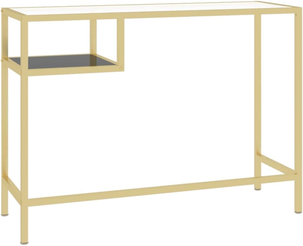 Schreibtisch aus gehärtetem Glas, transparent, Schreibtisch aus Glas und Stahl, für Büro, stabil und modern, 100 x 36 x 74 cm