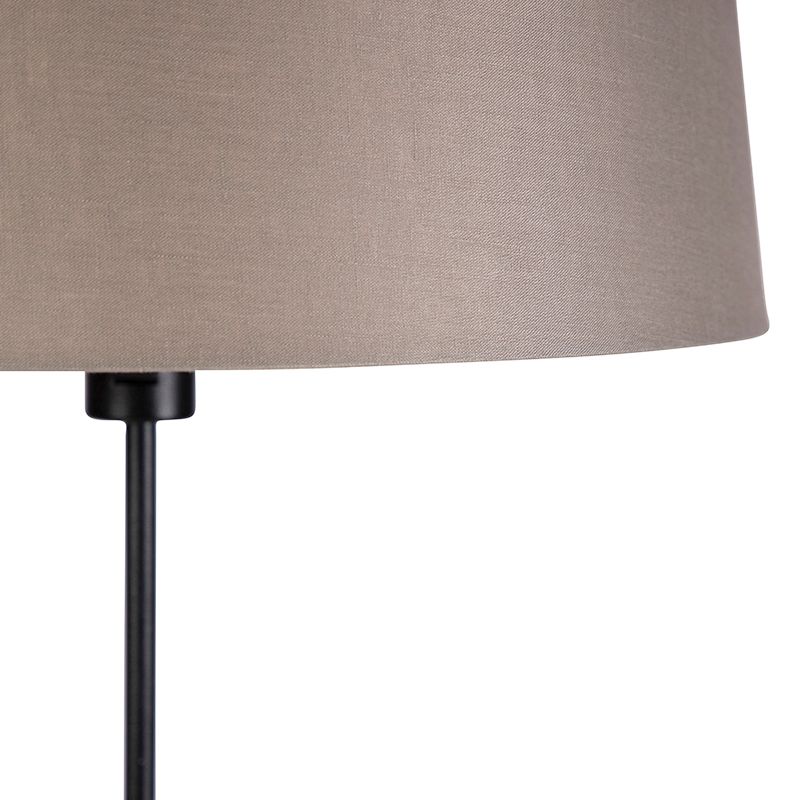 Vloerlamp zwart met taupe linnen kap 45 cm verstelbaar - Parte