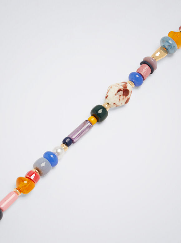 Colar com Pedra e Resina - Multicolorido