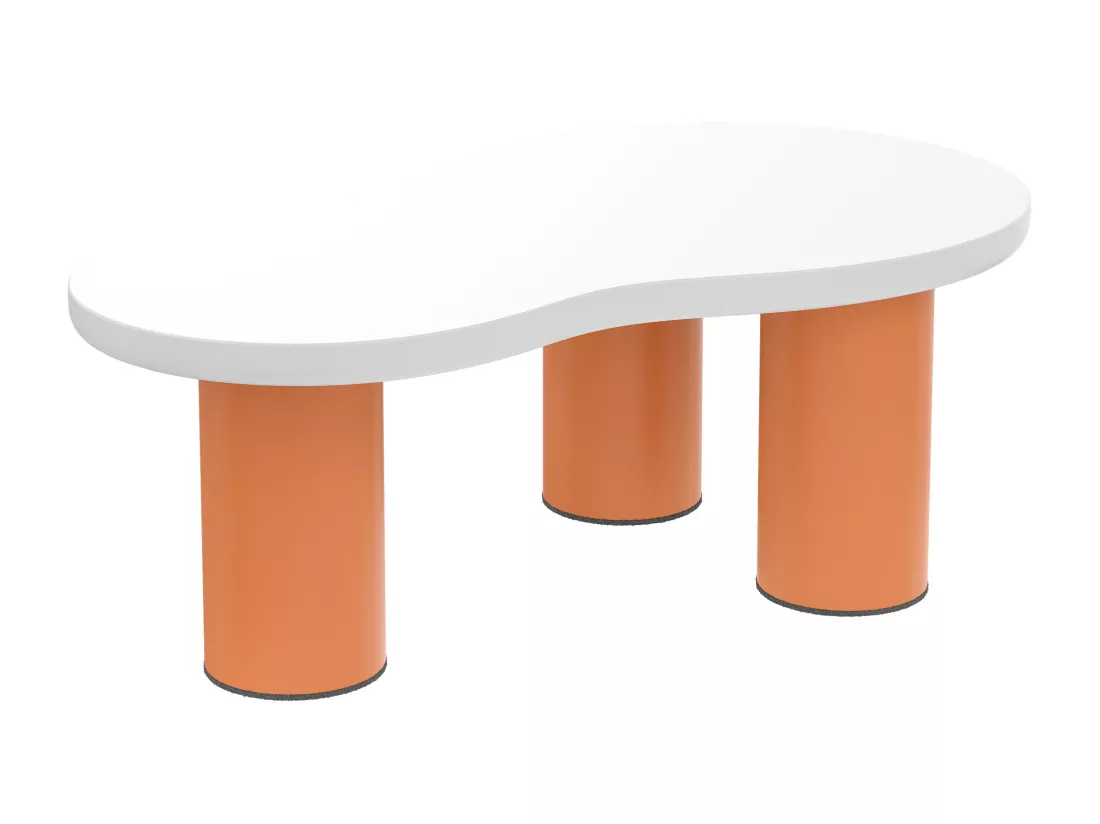 Table basse - plateau en forme Nuage - MDF + PVC - Orange & Blanc