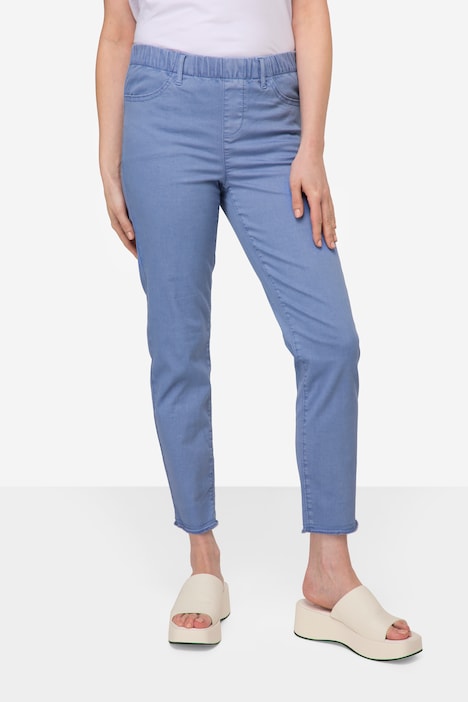 7/8-Slimhose, schmale Passform, 4-Pocket, Fransensaum, mit recyceltem Polyester