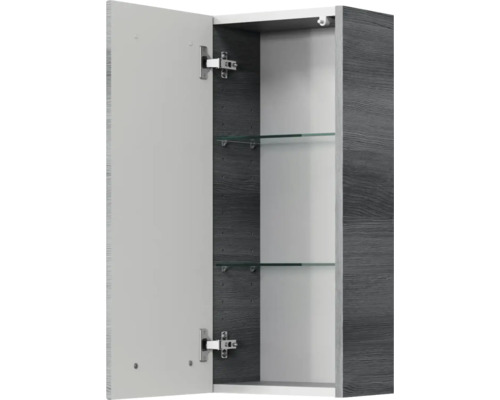 Pelipal Kumba badkamermeubelset (B x H x D): 110 x 200 x 51 cm, grafiet getextureerde fronten, 5-delige set inclusief mineraal gegoten wastafel, badmeubel en wandkast (99.770221194)